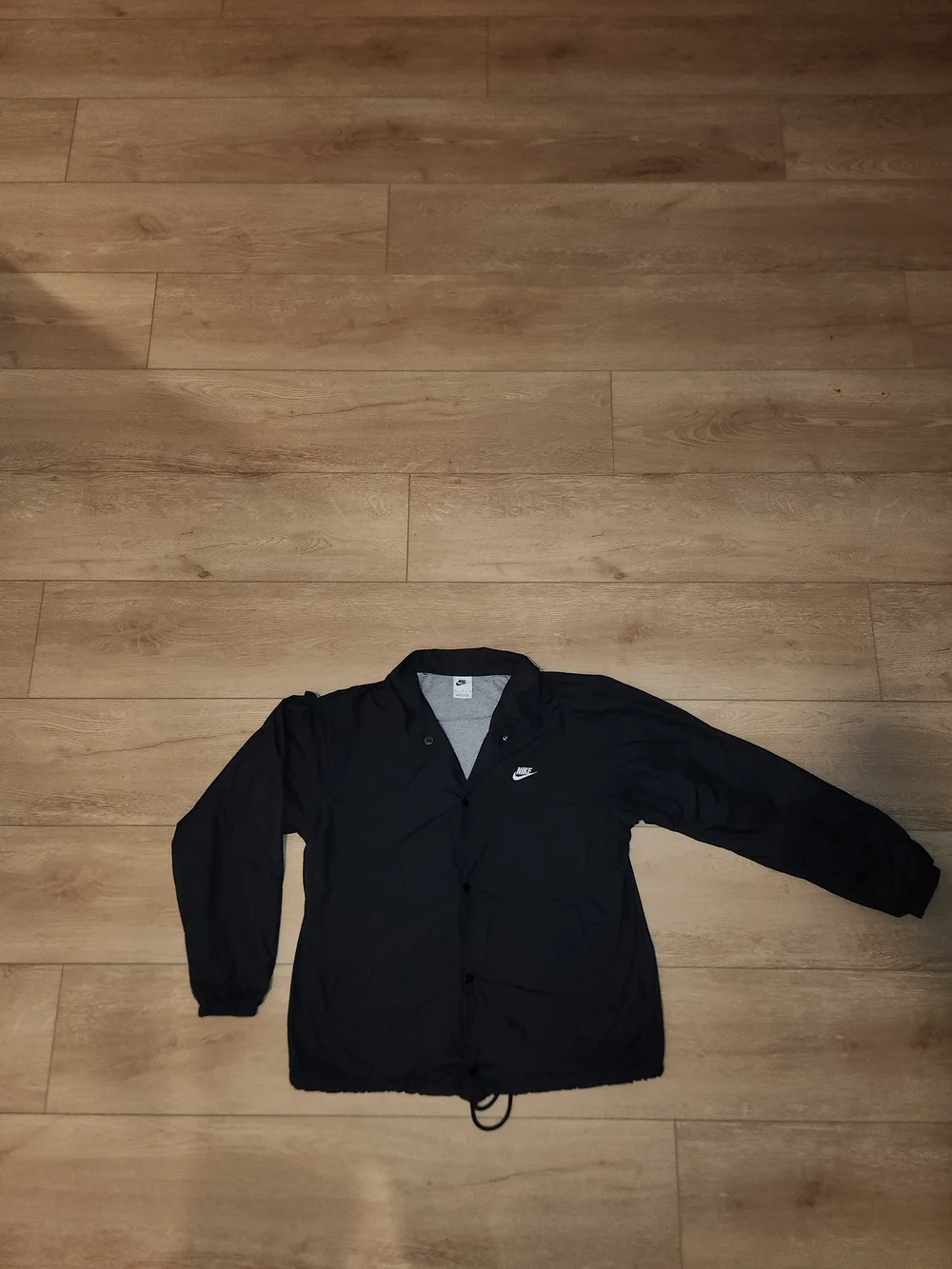 Nike Men's Med Black Athletic Jacket Gray Cotton Lined Insulated Button Closures